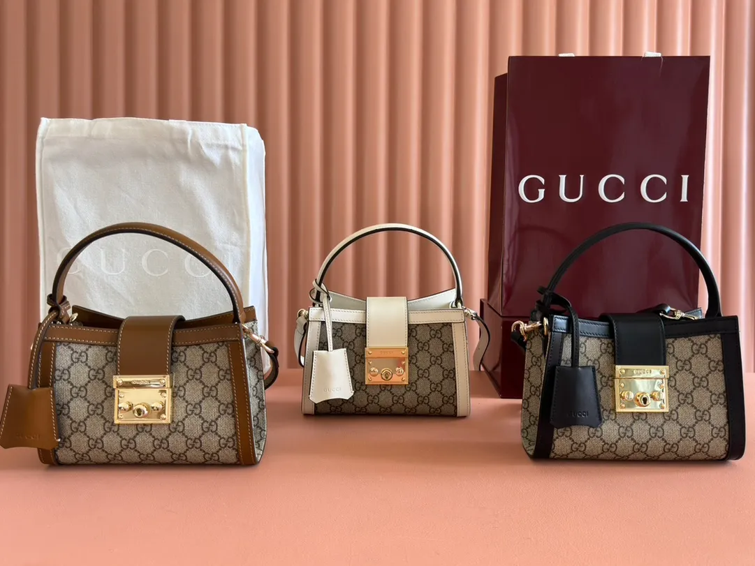 💋💋💋【New】GG Padlock series small handbag, brown PVC three-color/original leather has been shipped, 🐲Model: 841653, short video