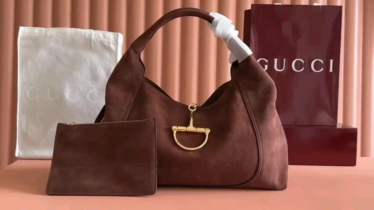 💋💋💋【New Product】Gucci Softbit series large shoulder bag, brown matte/original leather has been shipped, 🐍27.5cm model: 837466. short video
