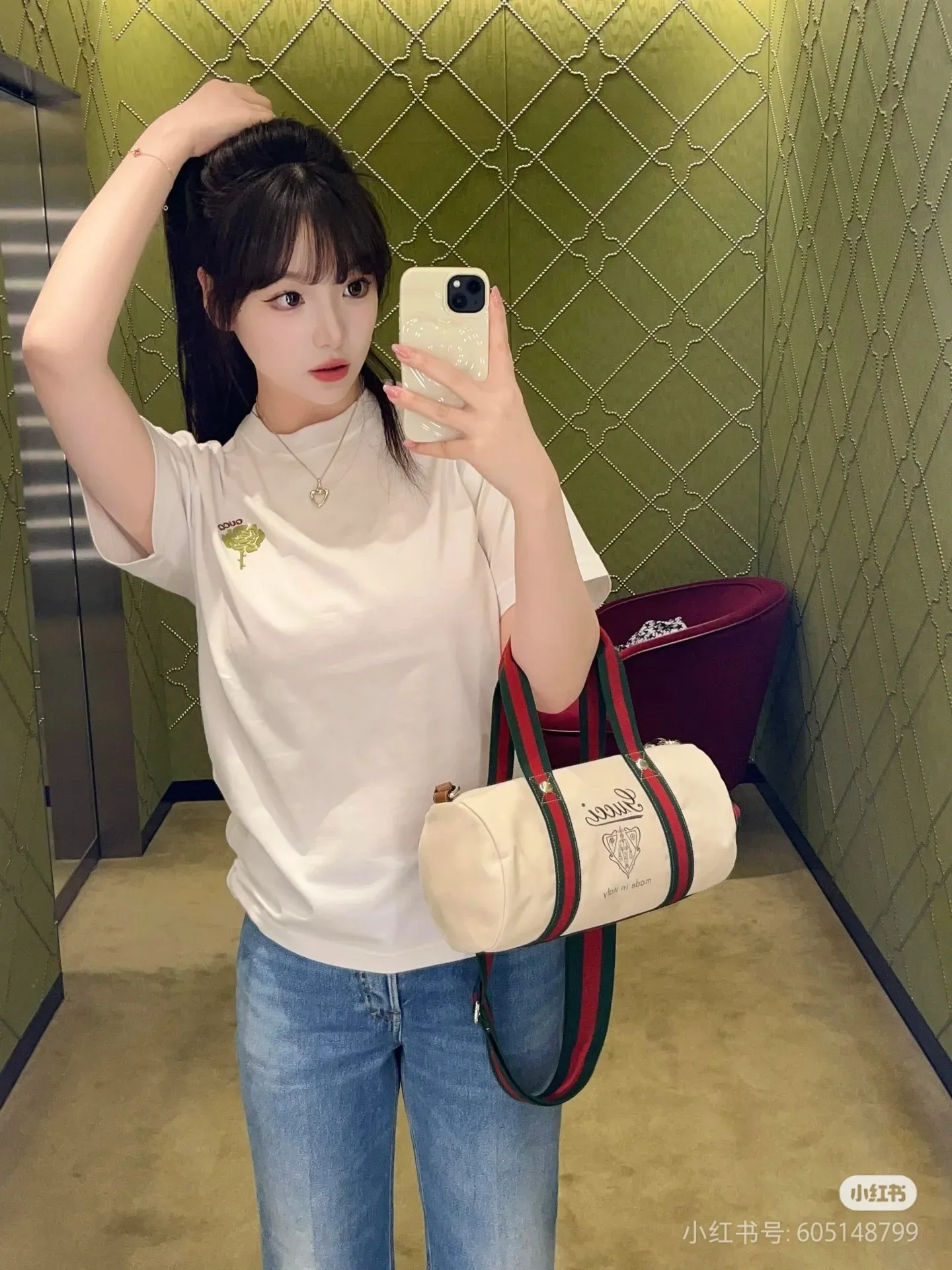💋💋💋New GG series small printed canvas travel bag, off-white, dark blue/original leather shipped! 🐴30cm型号：816865。 Combination short video