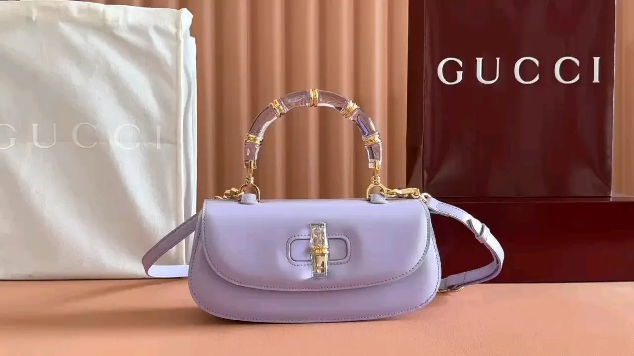 💋💋💋 New Gucci Bamboo Diva series medium handbag, purple/originally shipped! 🐴Model: 827750. short video