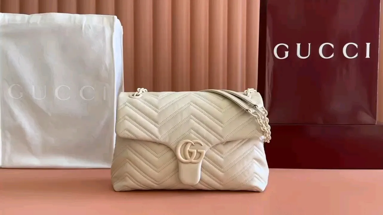 💋💋💋【New】GG Marmont series medium and large shoulder bags, black soft leather/original leather are shipped, 🐍Model: 850676, 850659, short combination video