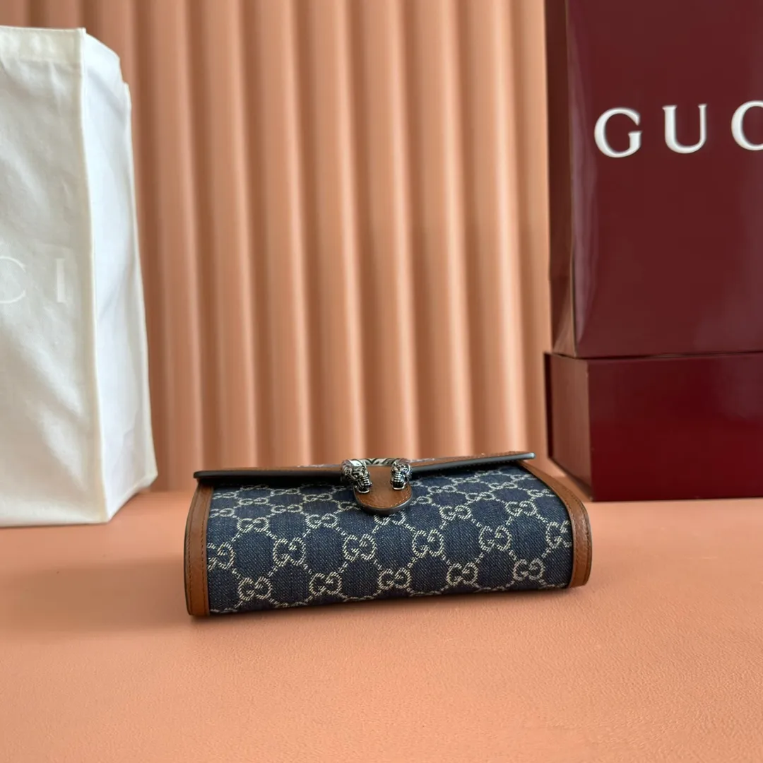p740. 📣📣📣【Original leather🌈 Equipped with full package at the counter】🔥🔥GG Original leather, ebony double G fabric PVC with leather chain mini handbag/wallet, small bag with detachable shoulder strap, ample internal space, perfect replica of the original, 💯top-grade Italian imported cowhide👉fine workmanship ‼ ️Model: 401231, size: 20*13.5*4cm.