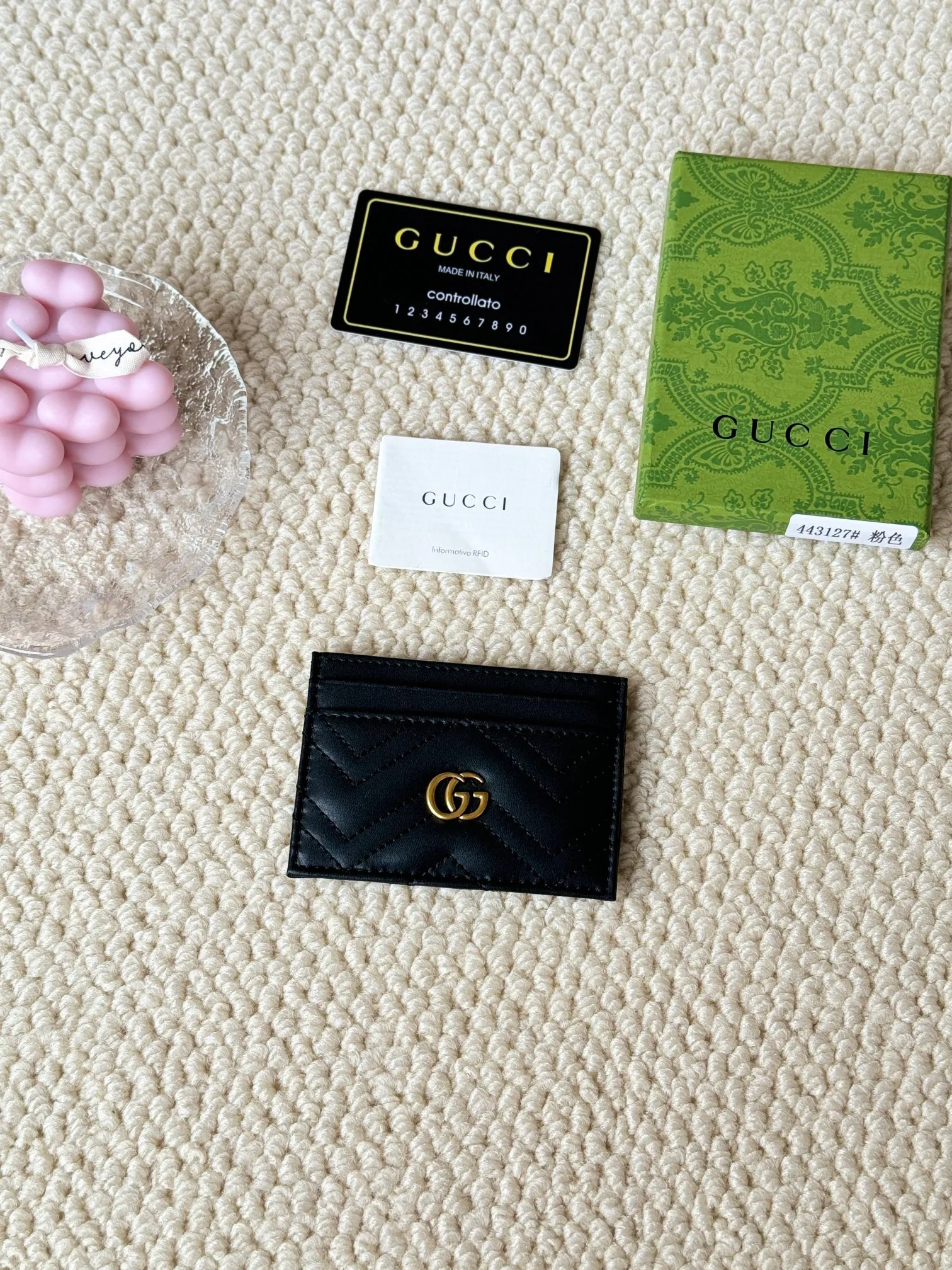 💰100 gucci cowhide mini card holder, real photo! Double G wave pattern small card holder, retro gold metal accessories, model number 443127, humanoid pattern, size: 10x7