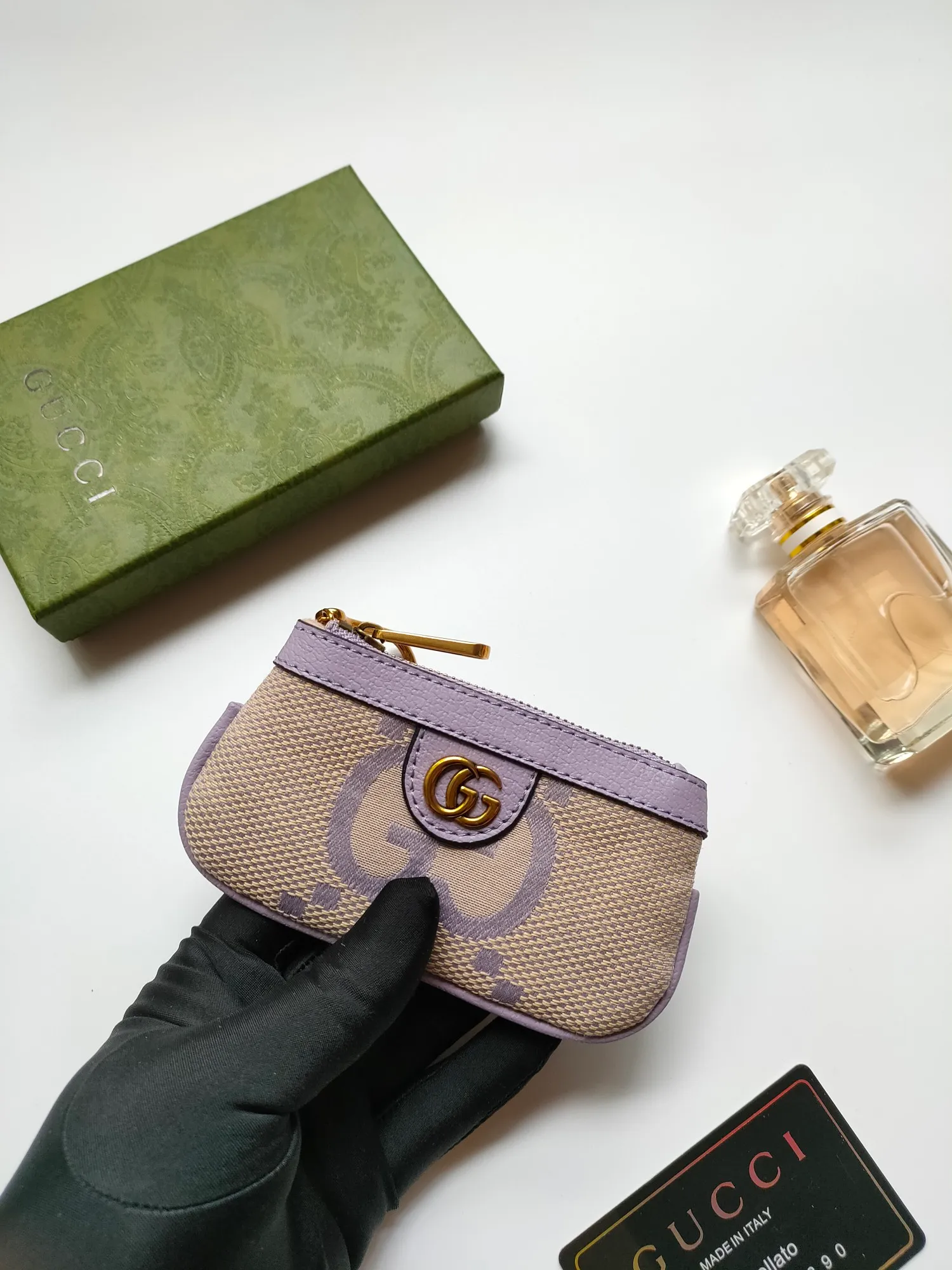 💰130💰New small coin purse~The lipstick bag is made of Gucci's new large-character fabric, with exquisite original factory bronze double G hardware and flexible and unique hook buckles. It is small and exquisite, but has great effect. Model: 671722, size: 12.5x7x1.5cm