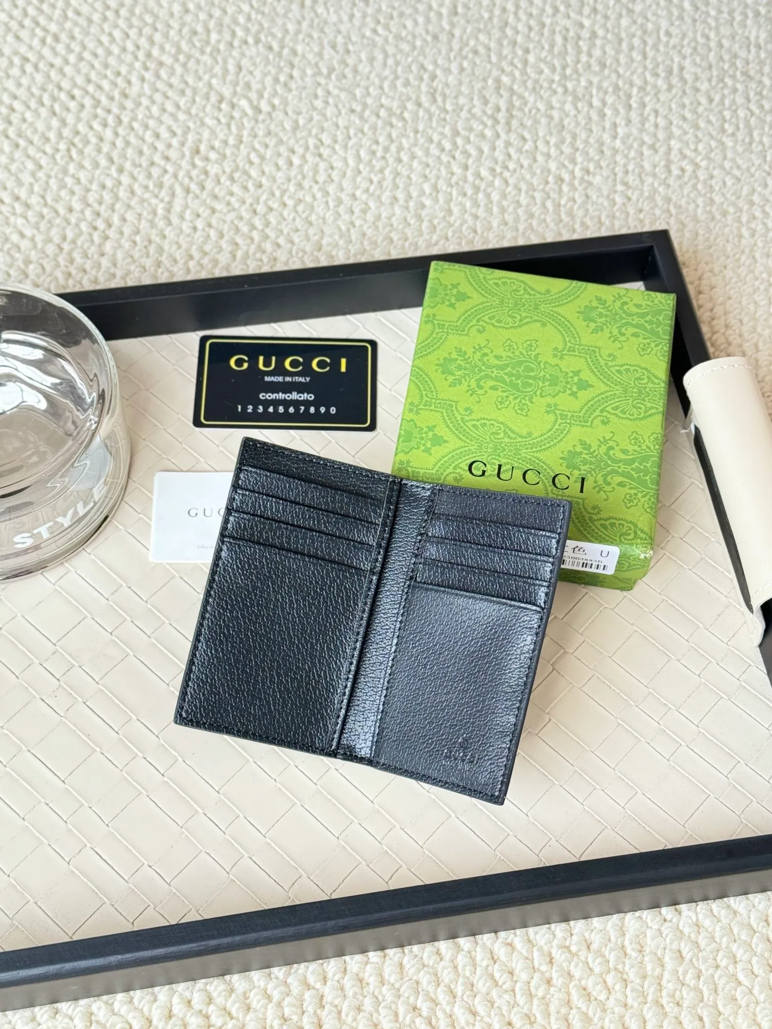 💰110 gucci men's casual pocket clip, real shot! 768249 Brown blue, brown red, brown green, brown yellow, black PVC Size: width 7.5x height 12cm