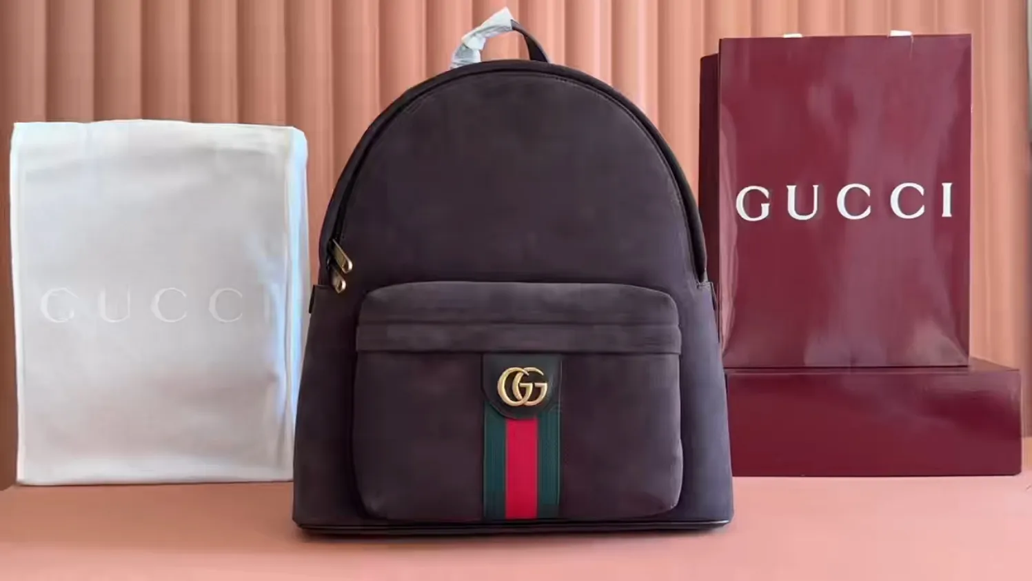 💋💋💋[New product] GG printed medium backpack, matte original leather shipped, 🐴Model: 834466, short video