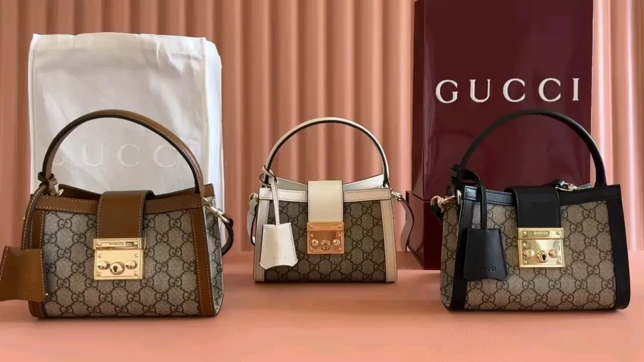 💋💋💋【New】GG Padlock series small handbag, brown PVC three-color/original leather has been shipped, 🐲Model: 841653, short video