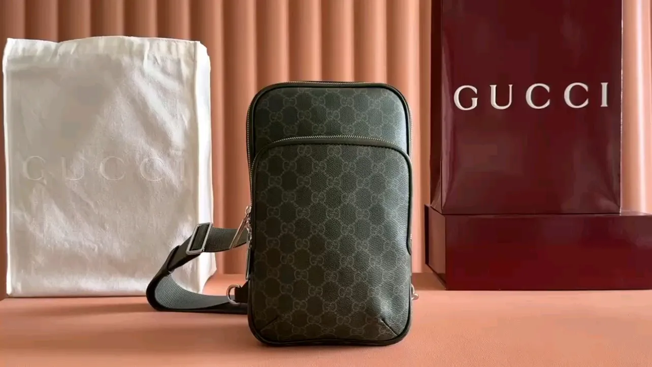 💋💋💋【New】GG letter pattern small waist bag, small chest bag, small crossbody bag, forest green PVC/original leather is shipped, 🐍Model: 792091, 822073, 795479, short combination video