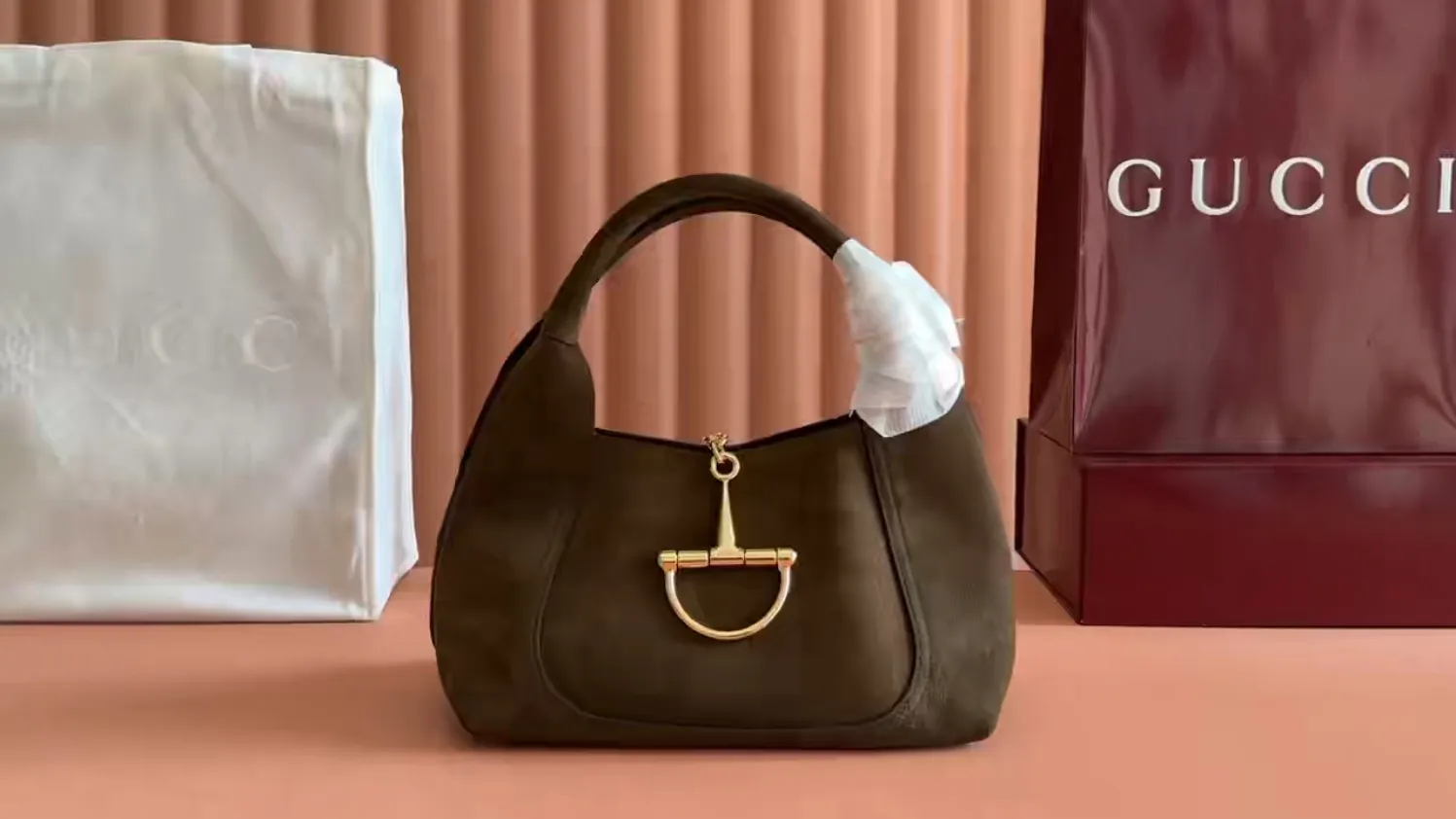 💋💋💋【New Product】Gucci Softbit series small shoulder bag, brown matte/original leather has been shipped, 🐍27.5cm model: 83746. short video