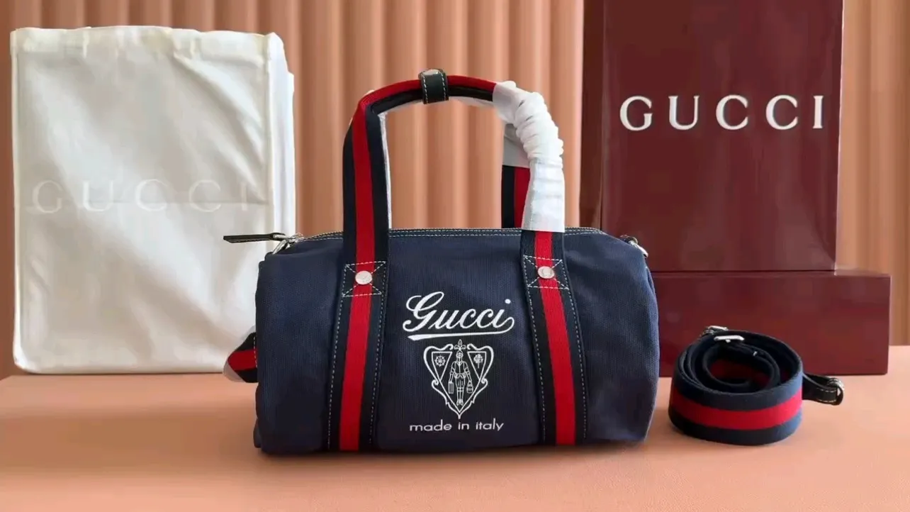 💋💋💋New GG series large and small printed canvas travel bags, off-white, dark blue/original leather shipped! 🐴30, 54cm model: 816865, 816866. Combination short video