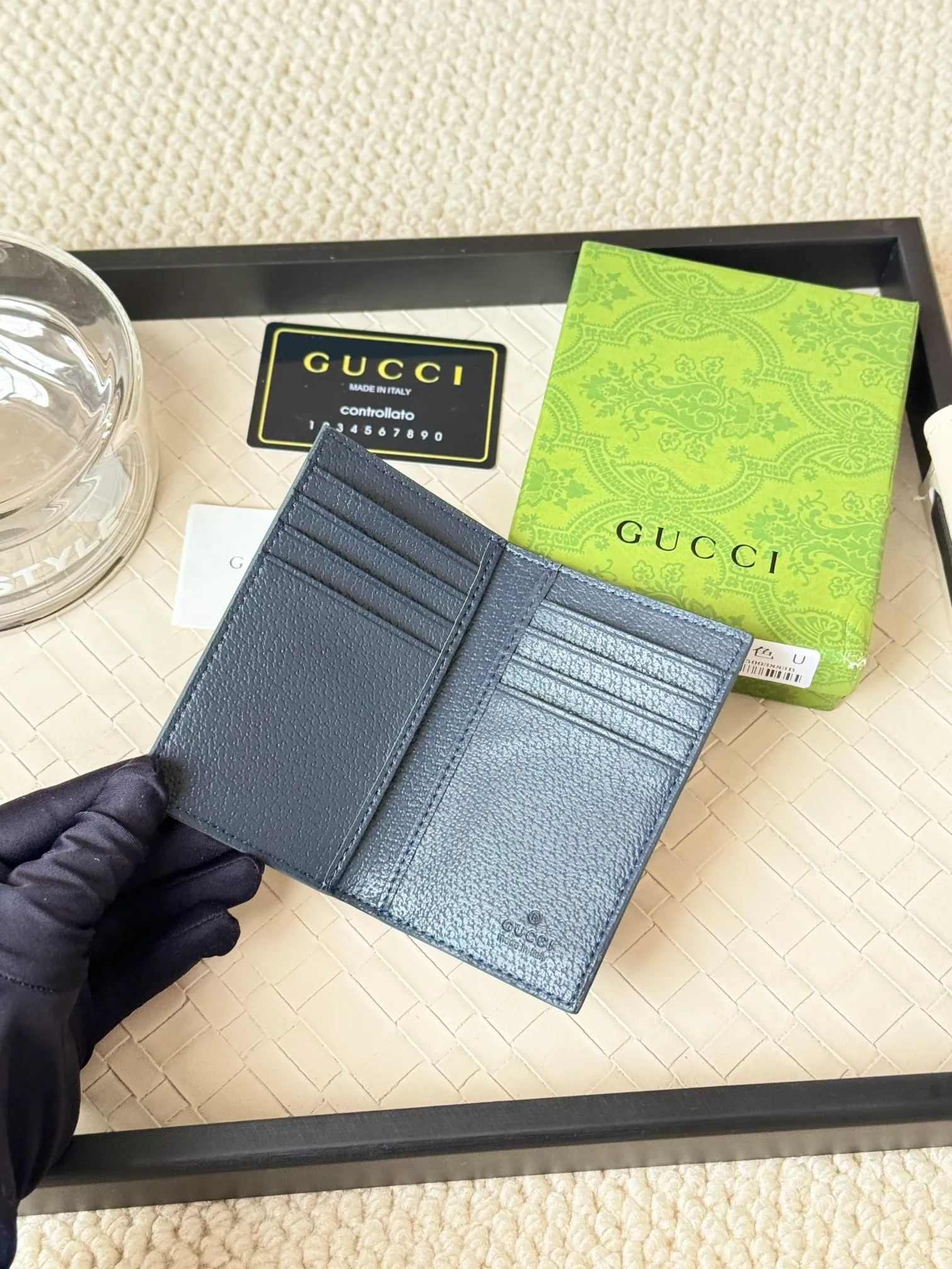 💰110 gucci men's casual pocket clip, real shot! 768249 Brown blue, brown red, brown green, brown yellow, black PVC Size: width 7.5x height 12cm