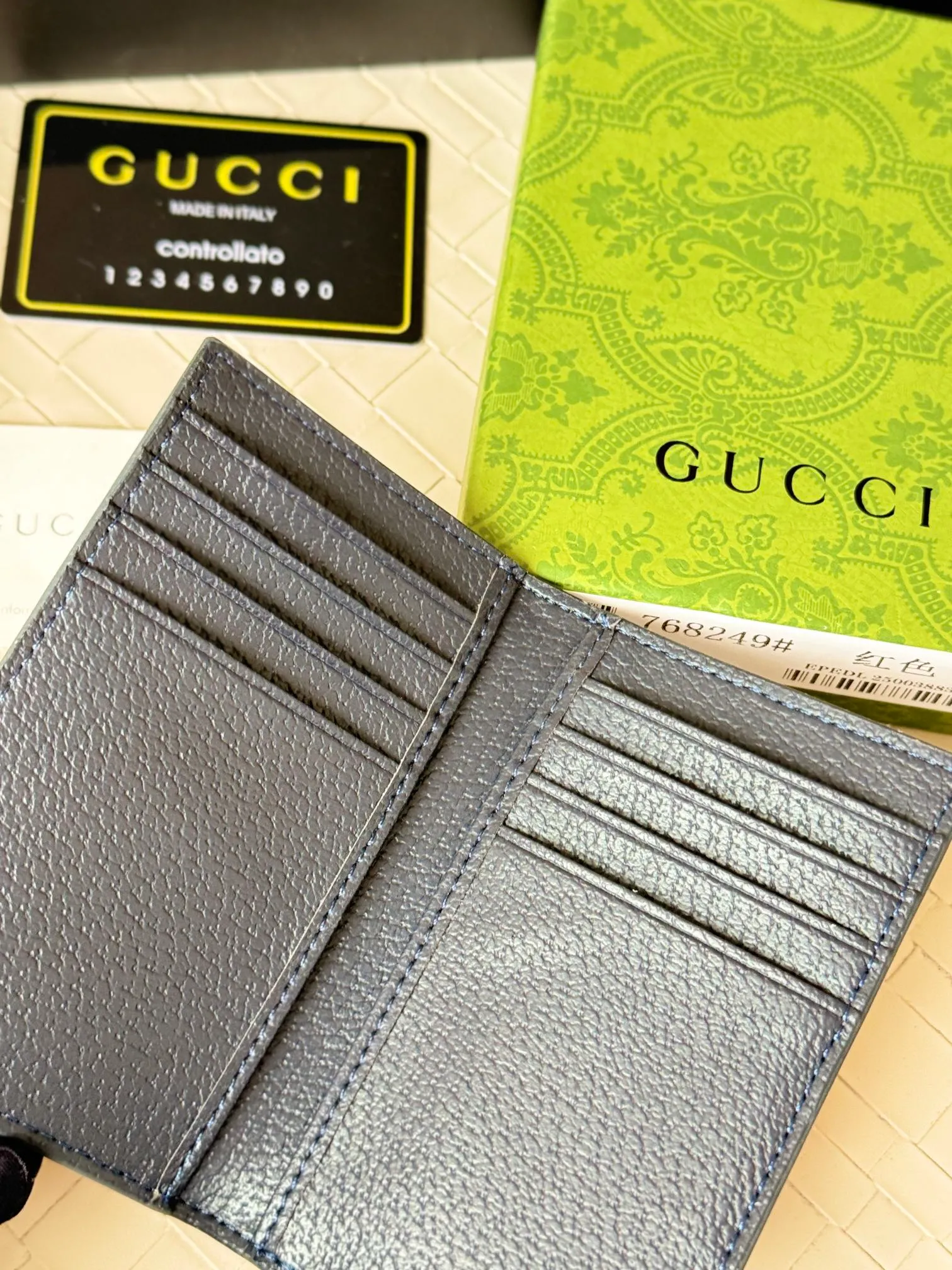 💰110 gucci men's casual pocket clip, real shot! 768249 Brown blue, brown red, brown green, brown yellow, black PVC Size: width 7.5x height 12cm