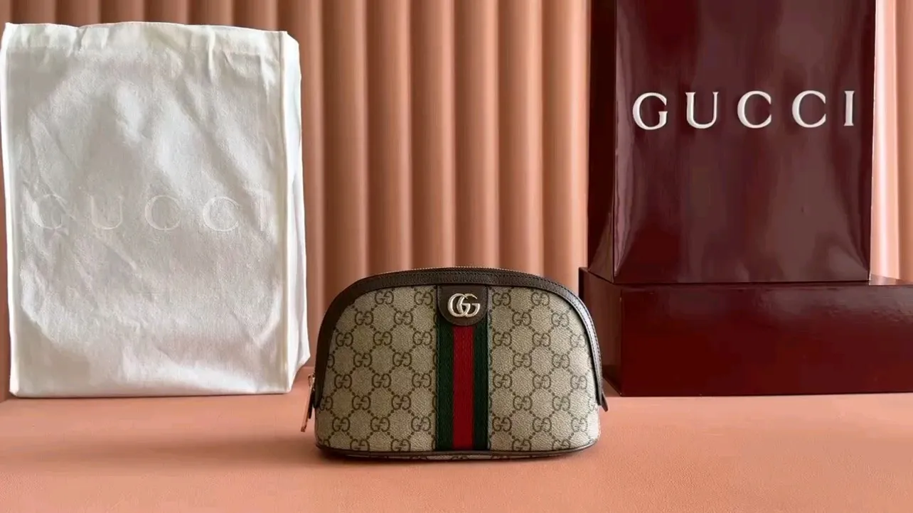 💋💋💋【New】GG Ophidia series small cosmetic bag, brown/original leather is shipped, 🐲Model: 838483, short video