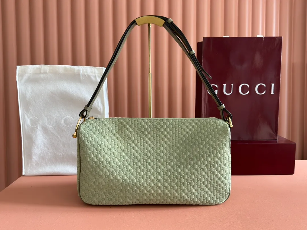 💋💋💋【New】Gucci Half Horsebit series large shoulder bag, yellow, gray green matte embossed/original leather has been shipped, 🐍Model: 862530,. Combination short video