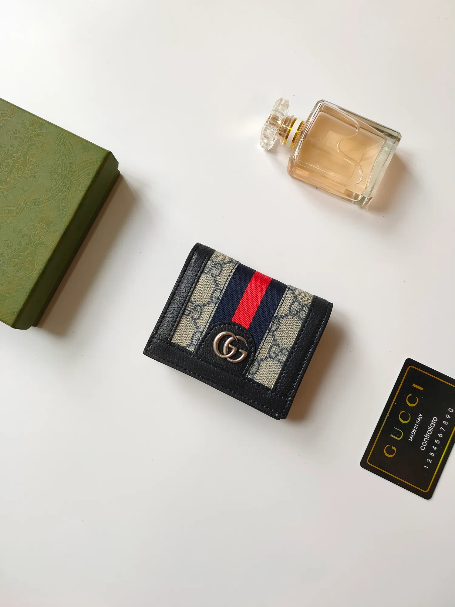 💰140 No.: 523155 gucci·leather original leather 🇮🇹，‼ ‼ Made of imported grained cow leather, paired with ebony double G fabric, gold hardware, official unique identity code👍👍counter quality, real photos📷, size 11cm*8.5cm*2.5cm💸💸💸