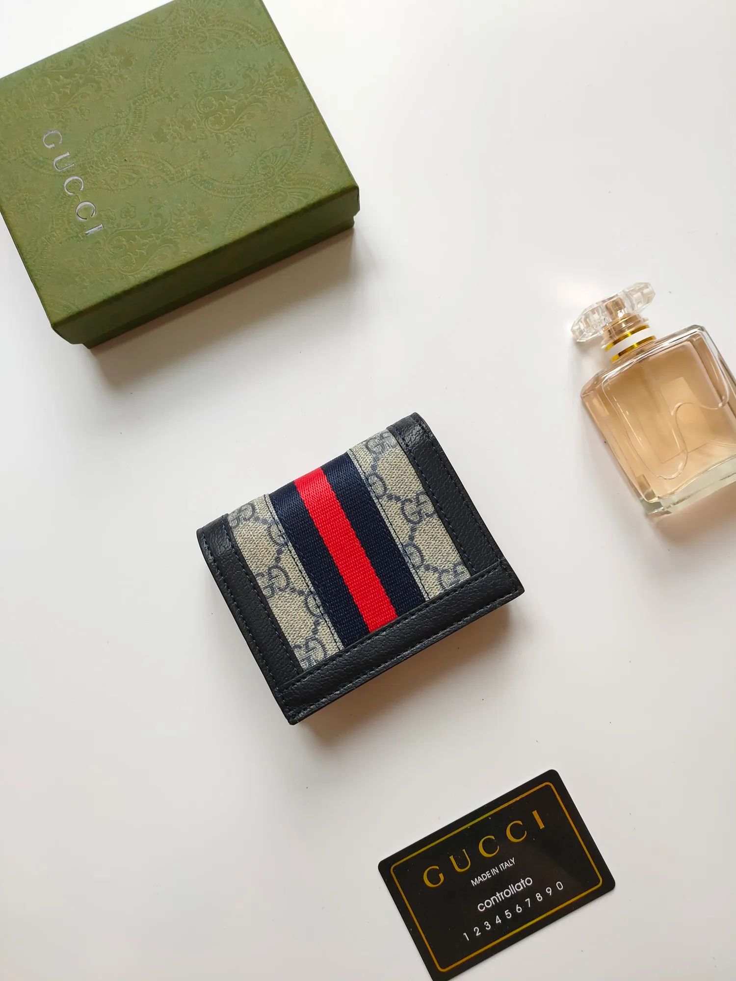 💰140 No.: 523155 gucci·leather original leather 🇮🇹，‼ ‼ Made of imported grained cow leather, paired with ebony double G fabric, gold hardware, official unique identity code👍👍counter quality, real photos📷, size 11cm*8.5cm*2.5cm💸💸💸