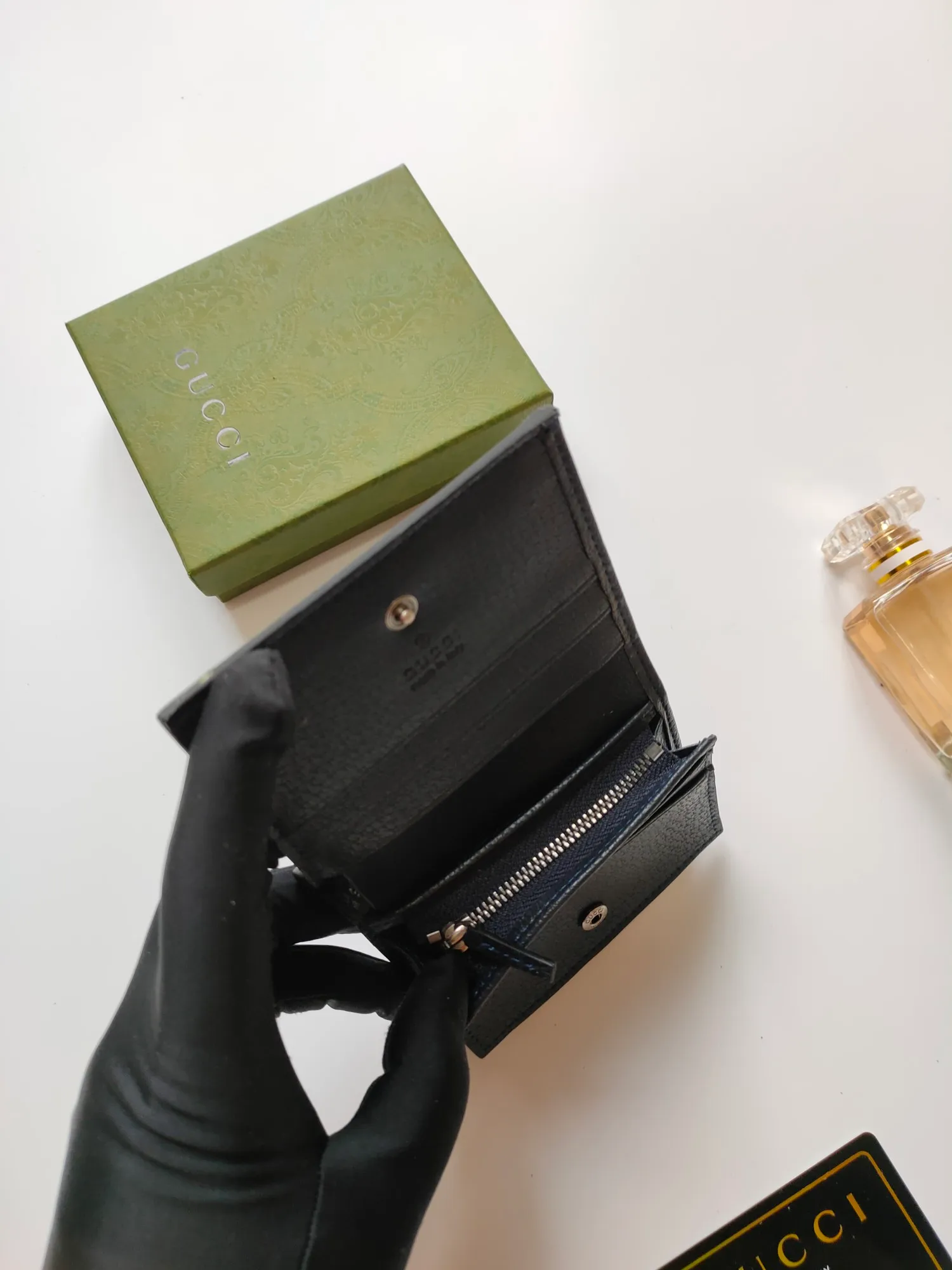 💰140 No.: 523155 gucci·leather original leather 🇮🇹，‼ ‼ Made of imported grained cow leather, paired with ebony double G fabric, gold hardware, official unique identity code👍👍counter quality, real photos📷, size 11cm*8.5cm*2.5cm💸💸💸