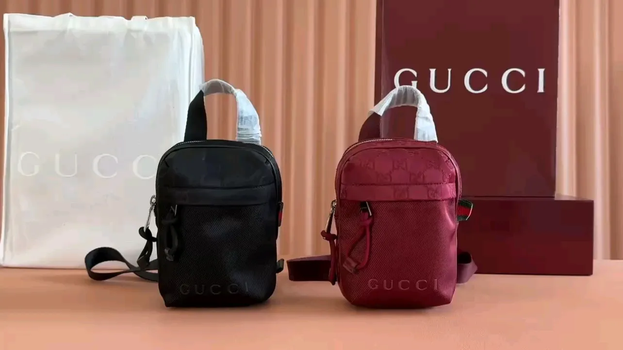 💋💋💋【New】Gucci Nexus series mini handbag, black, ancro red nylon cloth/original leather shipped, 🐲Model: 834274, short combination video