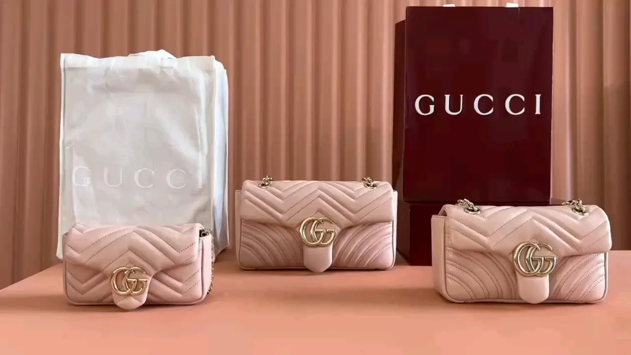 💋💋💋 New GG Marmont series medium shoulder bag. Imported sheepskin caramel, black, white, ancola red/original leather shipped! 841290-837280-837267 combination short video