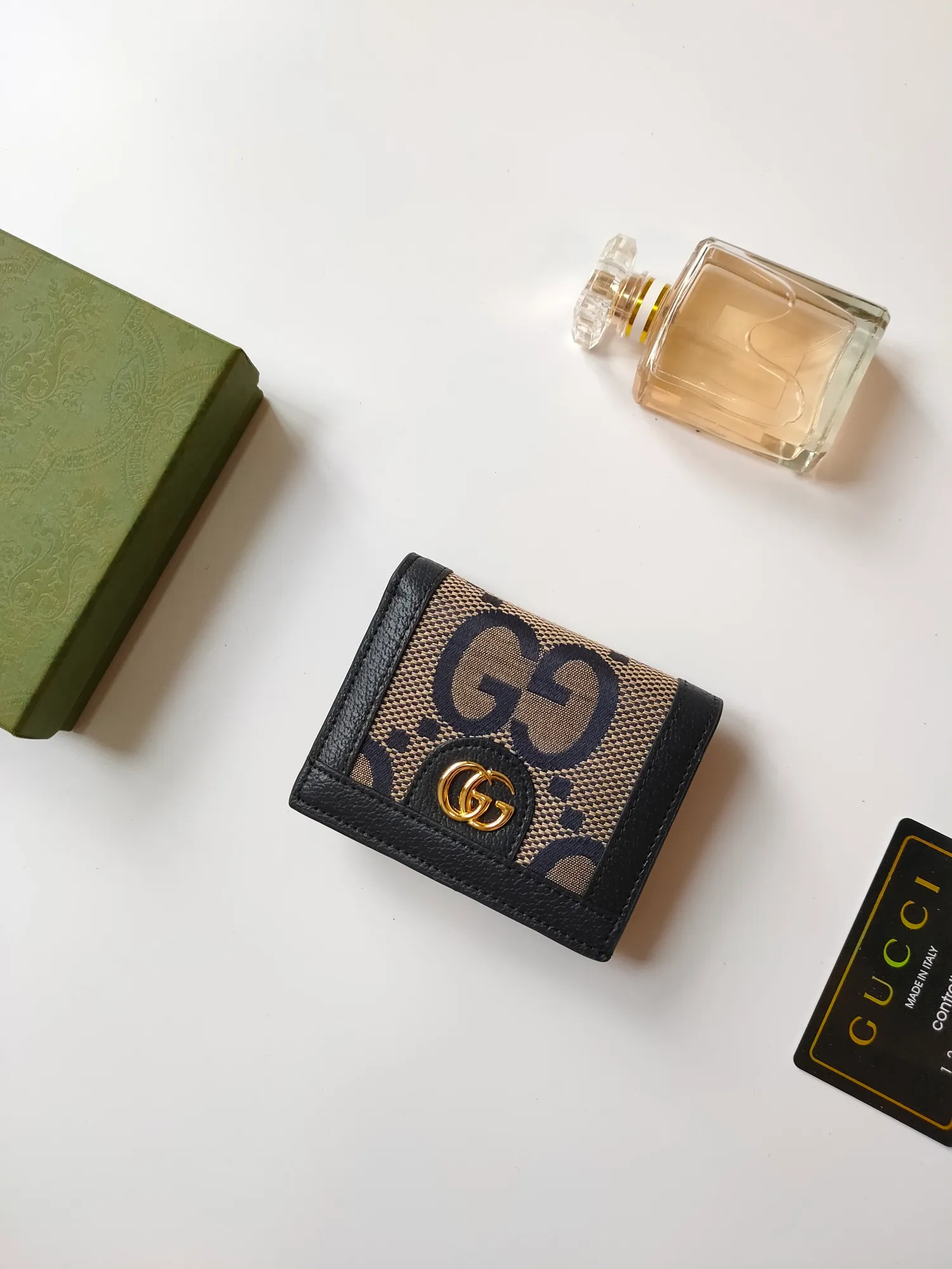 💰140 No.: 523155 gucci·leather original leather 🇮🇹，‼ ‼ Made of imported grained cow leather, paired with ebony double G fabric, gold hardware, official unique identity code👍👍counter quality, real photos📷, size 11cm*8.5cm*2.5cm💸💸💸