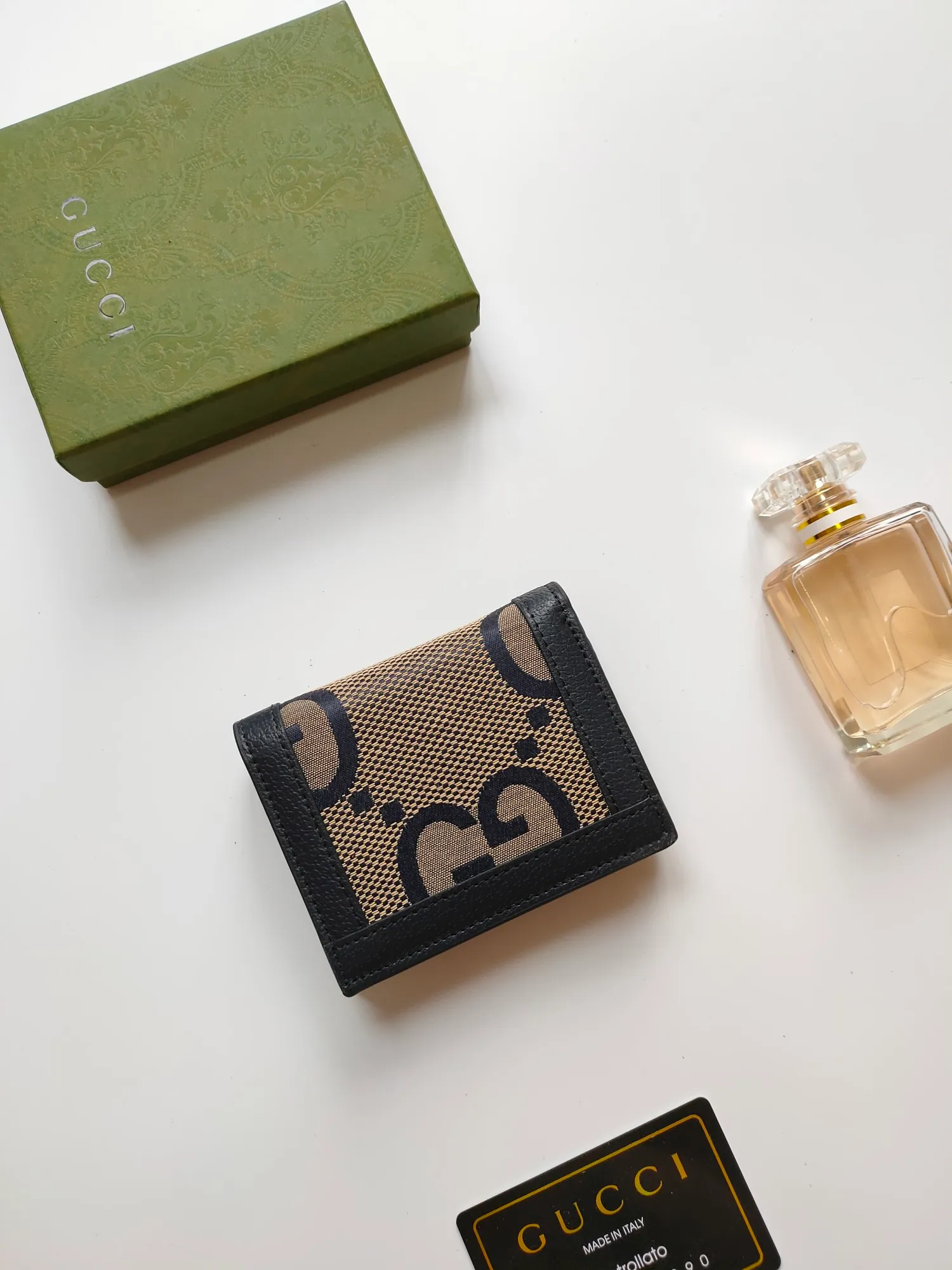 💰140 No.: 523155 gucci·leather original leather 🇮🇹，‼ ‼ Made of imported grained cow leather, paired with ebony double G fabric, gold hardware, official unique identity code👍👍counter quality, real photos📷, size 11cm*8.5cm*2.5cm💸💸💸