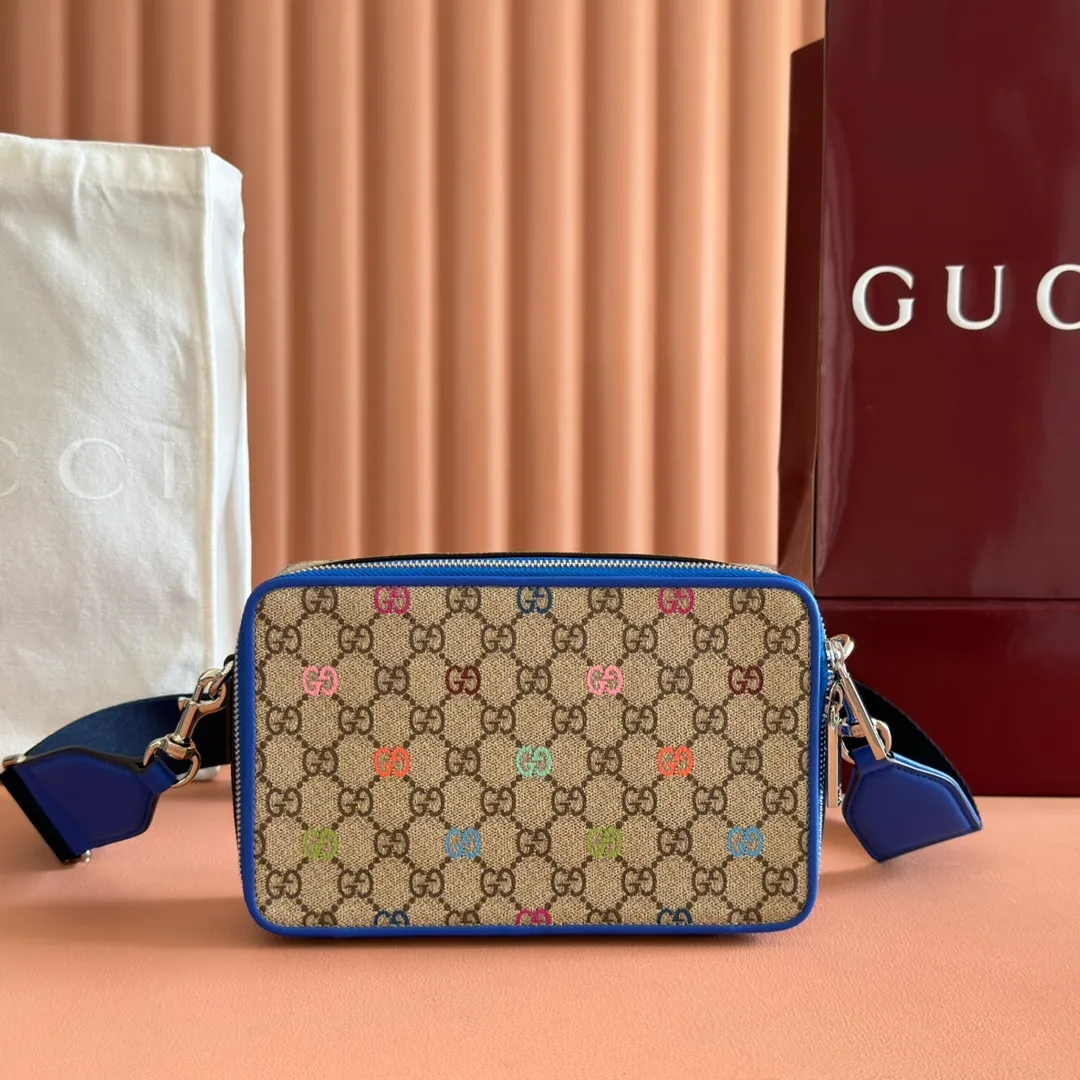 💋💋💋[New product] GG small shoulder bag, all-over multi-color printing/original PVC leather. 🐍Model: 792456. short video