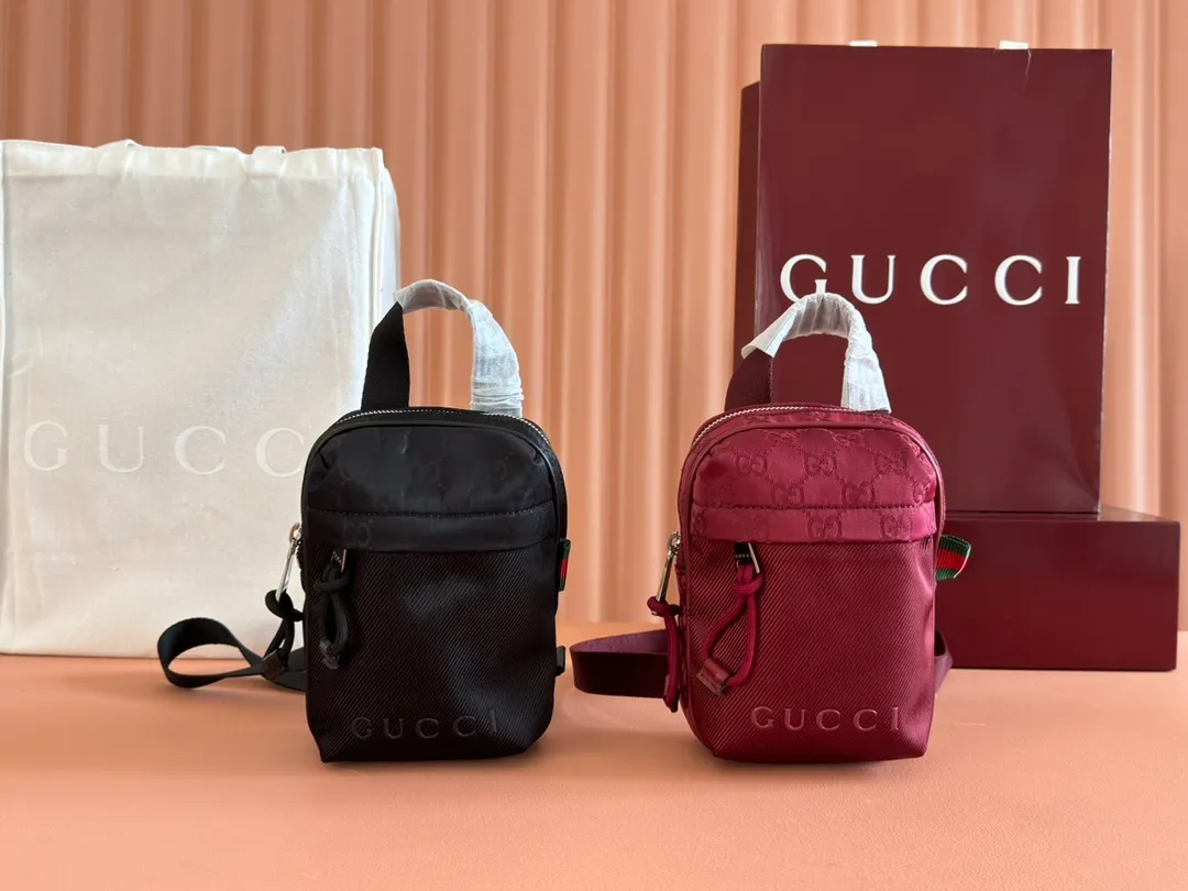 💋💋💋【New】Gucci Nexus series mini handbag, black, ancro red nylon cloth/original leather shipped, 🐲Model: 834274, short combination video
