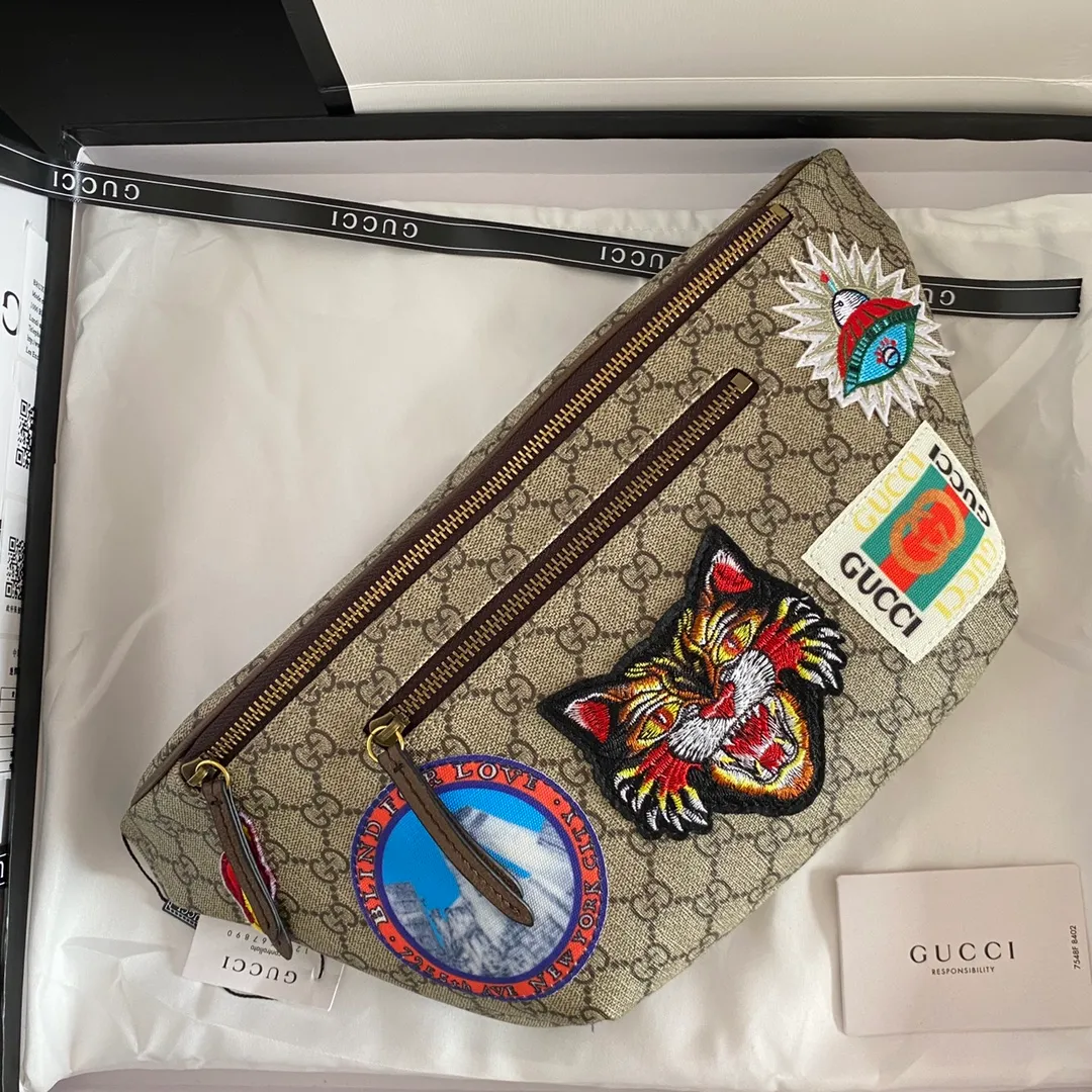 Actual shot #💰260 Model: 529711 embroidered tiger Size: 28x18x8cm. GG ophidia Travel has always been one of the brand's sources of inspiration. Decorated with a variety of fashionable embroidery and retro-style details such as planets. Retro airmail piping and Gucci retro logo taken from archive designs. Chest bag✅waist bag✅