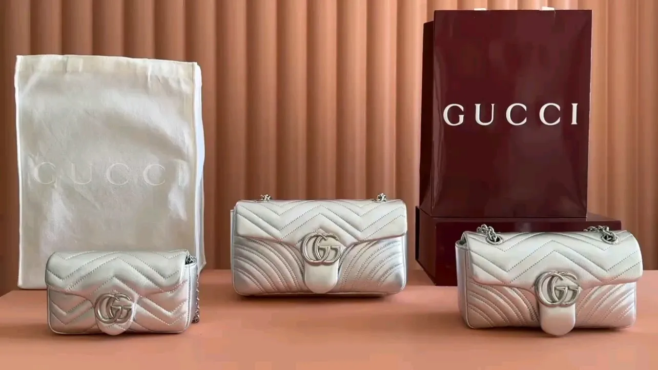 💋💋💋 New GG Marmont series mini, small and medium shoulder bags. Silver/original leather shipped! 🐍Model: 841290, 837280, 837267. Combination short video