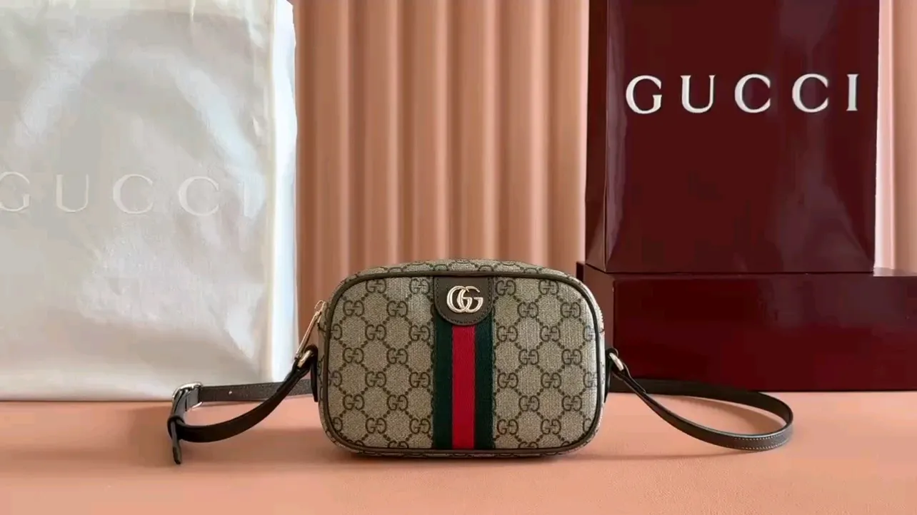 💋💋💋【New】Gucci GG mini handbag, brown/PVC original factory shipped, 🐲Model: 859975, short video