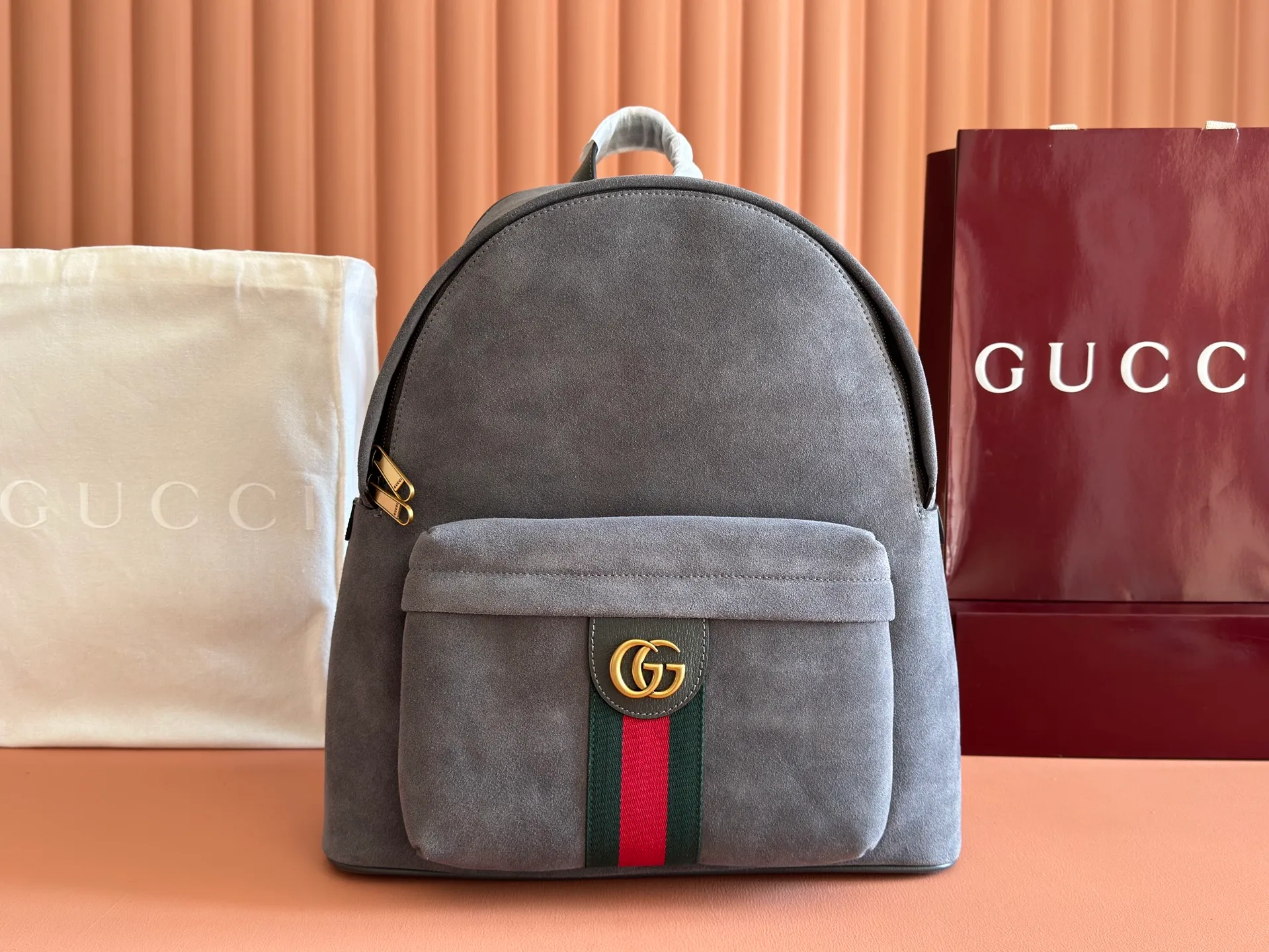 💋💋💋[New product] GG printed medium backpack, matte original leather shipped, 🐴Model: 834466, short video