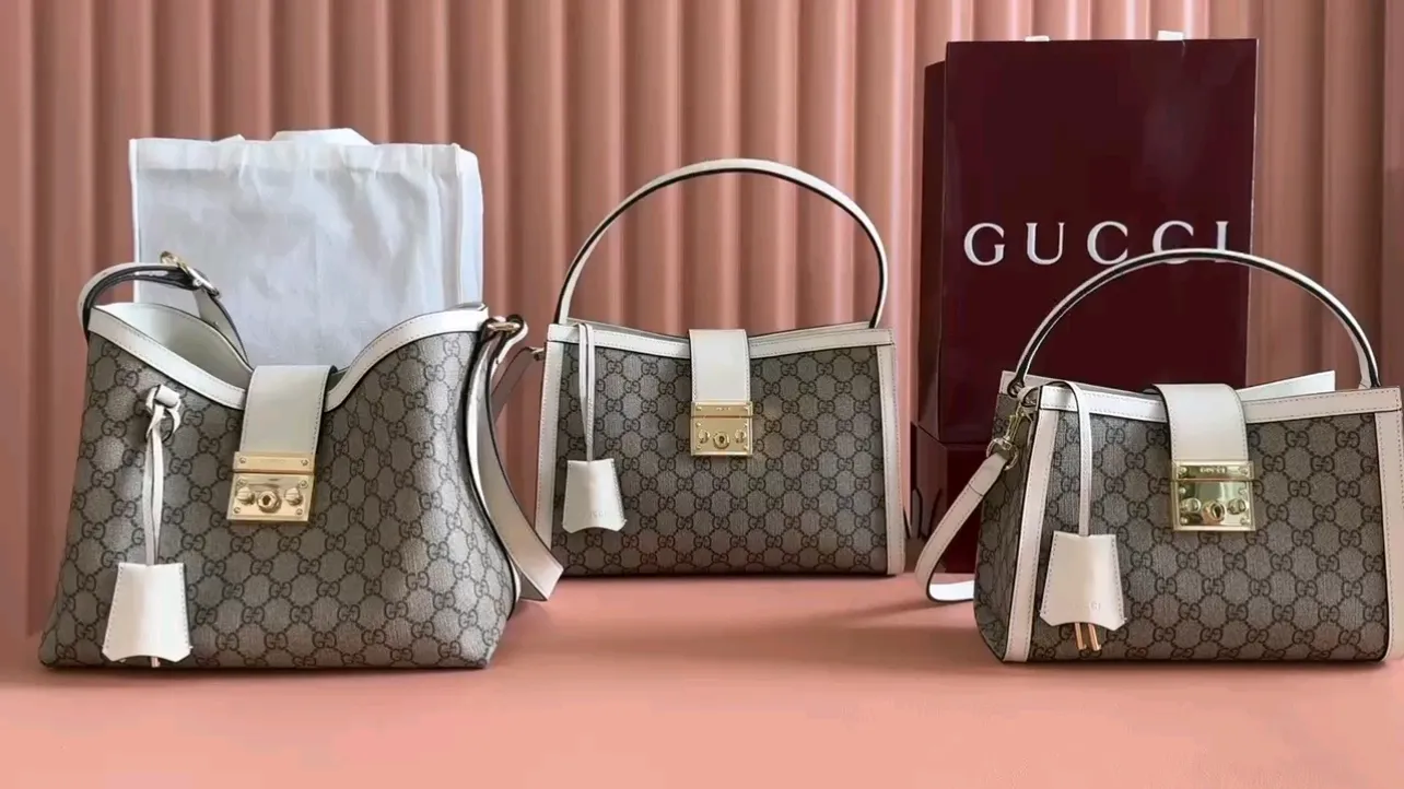 💋💋💋The new GG Padlock series medium and large handbags, brown rubber beige/original leather are shipped, 🐲Model: 838992, 838991. 839021 combination short video