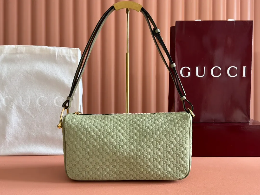 💋💋💋【New】Gucci Half Horsebit series small shoulder bag, yellow, gray green frosted embossed/original leather is shipped, 🐍Model: 860787,. Combination short video