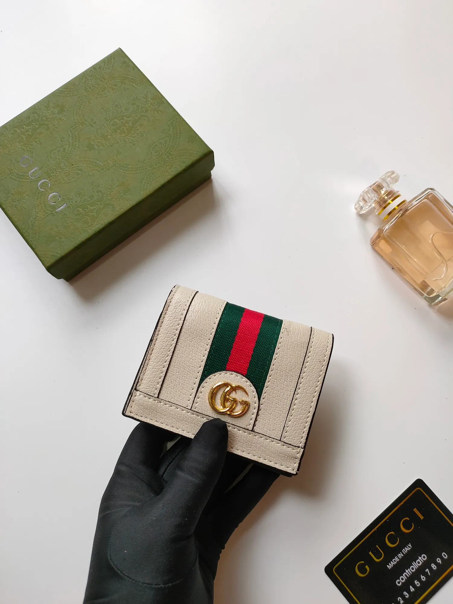 💰140 No.: 523155 gucci·leather original leather 🇮🇹，‼ ‼ Made of imported grained cow leather, paired with ebony double G fabric, gold hardware, official unique identity code👍👍counter quality, real photos📷, size 11cm*8.5cm*2.5cm💸💸💸