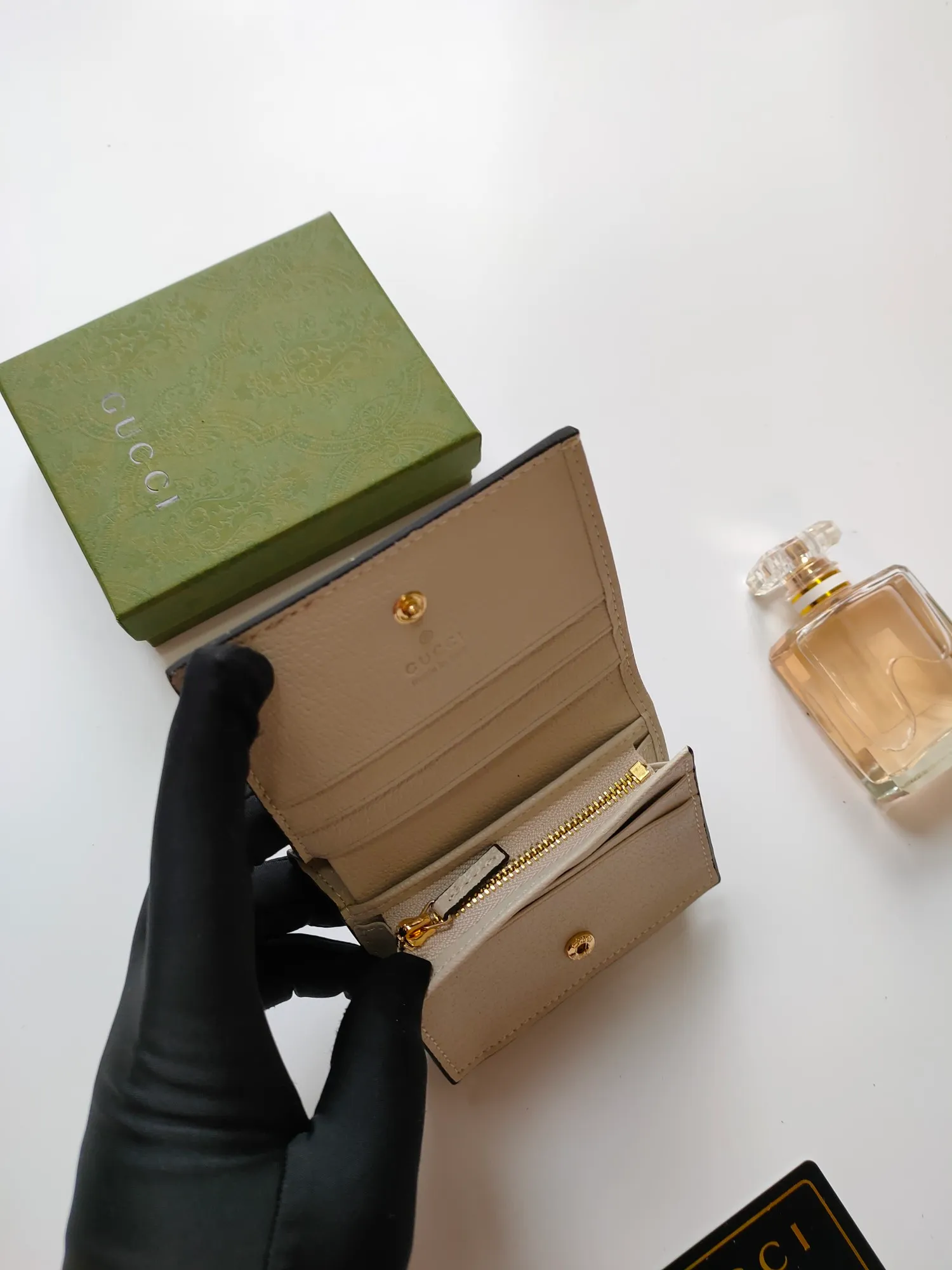 💰140 No.: 523155 gucci·leather original leather 🇮🇹，‼ ‼ Made of imported grained cow leather, paired with ebony double G fabric, gold hardware, official unique identity code👍👍counter quality, real photos📷, size 11cm*8.5cm*2.5cm💸💸💸