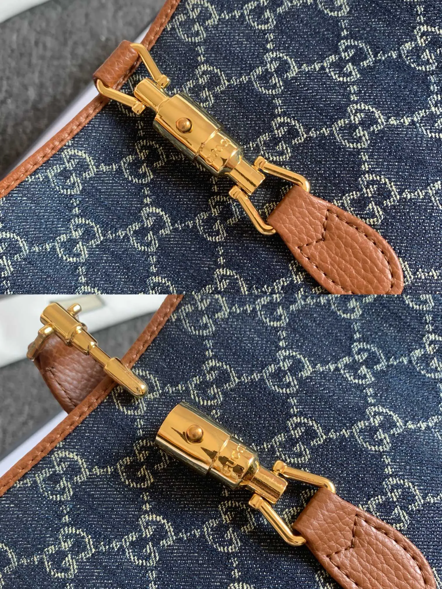Actual shot #💰320 Model: 636706 Denim Size: 28×19×4 Gucci💝💝jackie 𝘿𝙀𝙉𝙄𝙈 Denim Series Armpit Bag 28 They say fashion is reincarnation. So this year’s fashion items must be indispensable with denim. Every major blogger and star has a retro bag. The new color denim and leather design is really awesome. It’s retro but not too solemn. The texture and color of the denim make it look a bit hippie and very everyday. I can think of countless combinations that are launched in limited editions to make you fall in love with retro denim🧢