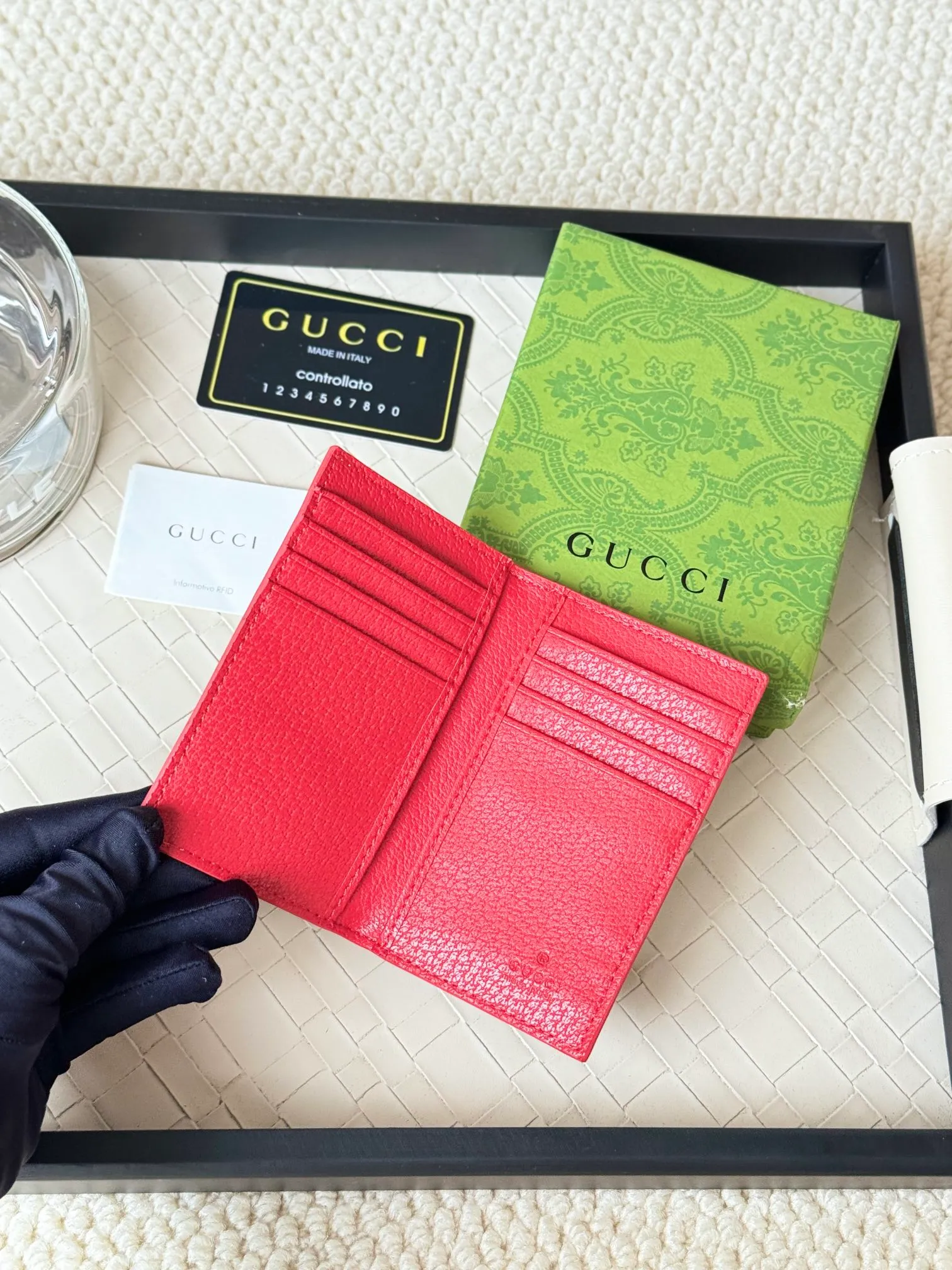 💰110 gucci men's casual pocket clip, real shot! 768249 Brown blue, brown red, brown green, brown yellow, black PVC Size: width 7.5x height 12cm
