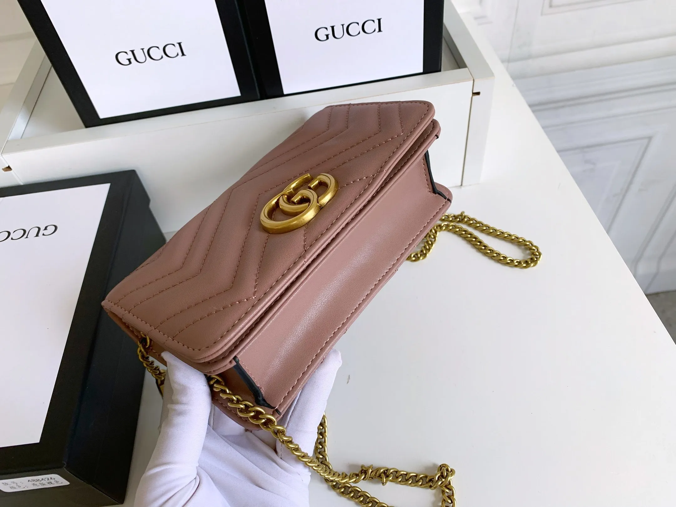 All categories Official website "Brand Women's Bags" Women's Bags 💙 GUCCI replica GUCCI, fine imitation GUCCI bag, GUCCI shoulder bag, 2023 official latest version GUCCI first layer cowhide chain bag, bag factory, original material, size: 18-10.5-4.5CM