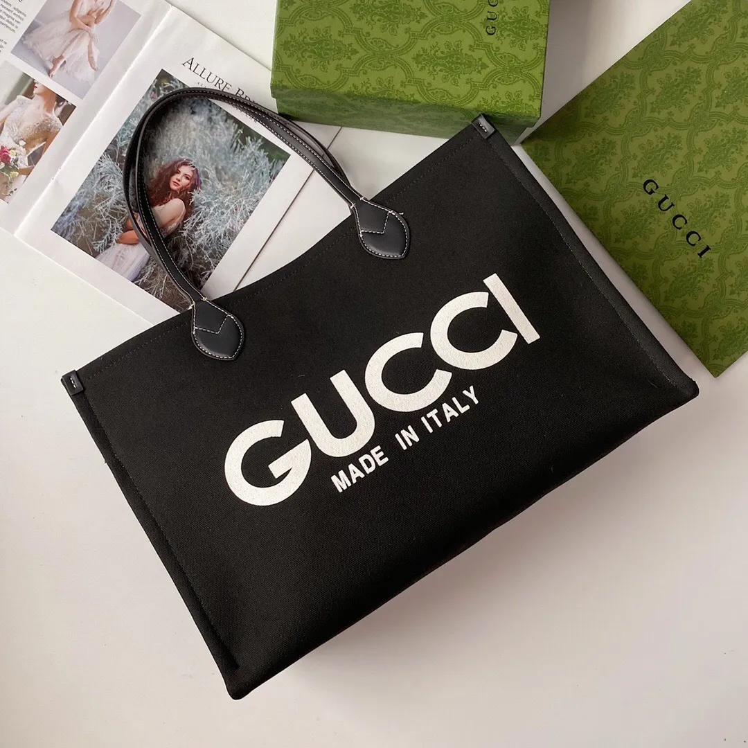 All Categories Official Website "Brand Women's Bags" Women's Bags 💙 GUCCI 2024 New GUCCI Cool Tote Canvas Bag