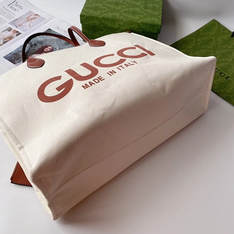 All Categories Official Website "Brand Women's Bags" Women's Bags 💙 GUCCI 2024 New GUCCI Cool Tote Canvas Bag