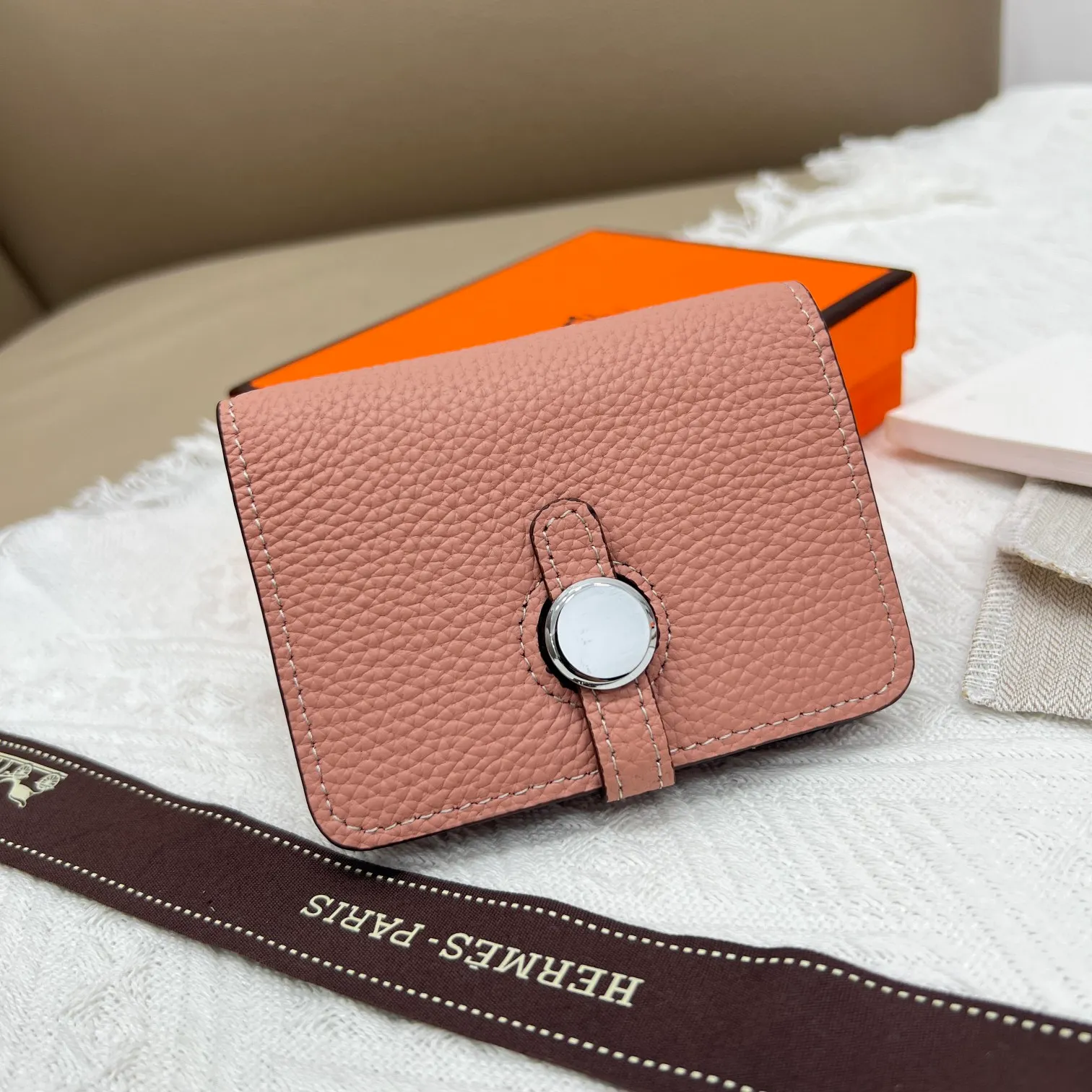 All categories Hermès wallet (Hermès) Hermès 5121 pebbled silver buckle