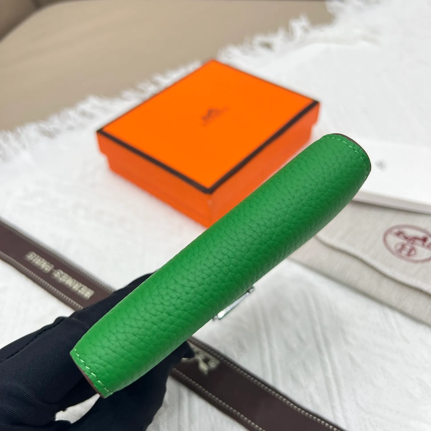 All categories Hermès wallet (Hermès) Hermès 5120 pebbled silver buckle