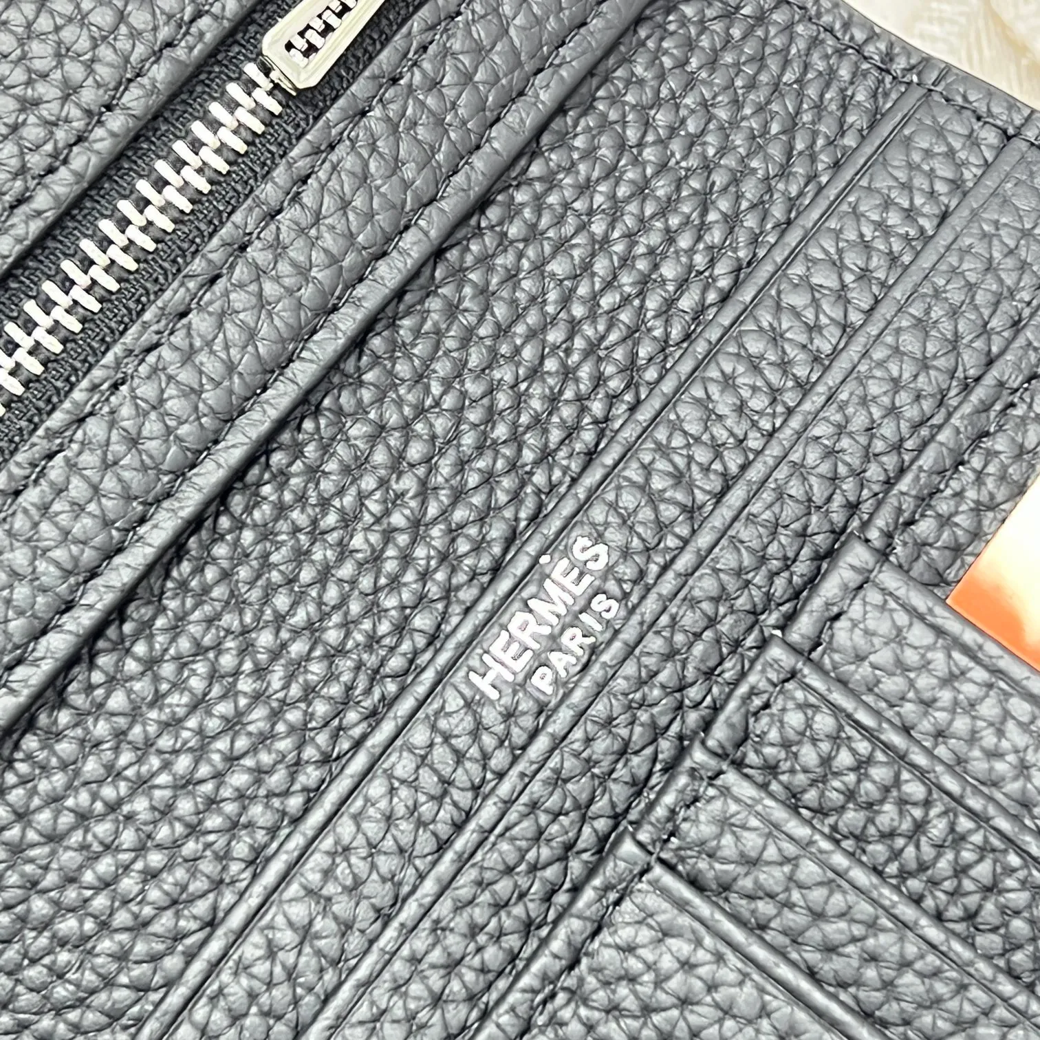 All categories Hermès wallet (Hermès) Hermès 5120 pebbled silver buckle