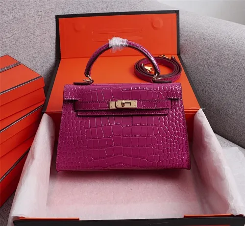 All Categories Official Website "Brand Women's Bags" Women's Bags 💙 Hermes 2022 official new Hermes women's hand-carrying cross-body dual-use bag wholesale Kelly crocodile pattern 58002500 High quality Size: 22-7-14CM