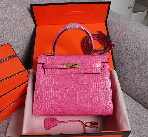All Categories Official Website "Brand Women's Bags" Women's Bags 💙 Hermes 2022 Official New Hermès Handbag Kelly Crocodile Pattern First Layer Calfskin Wholesale 58003000 High Quality Size: 25-9-18CM