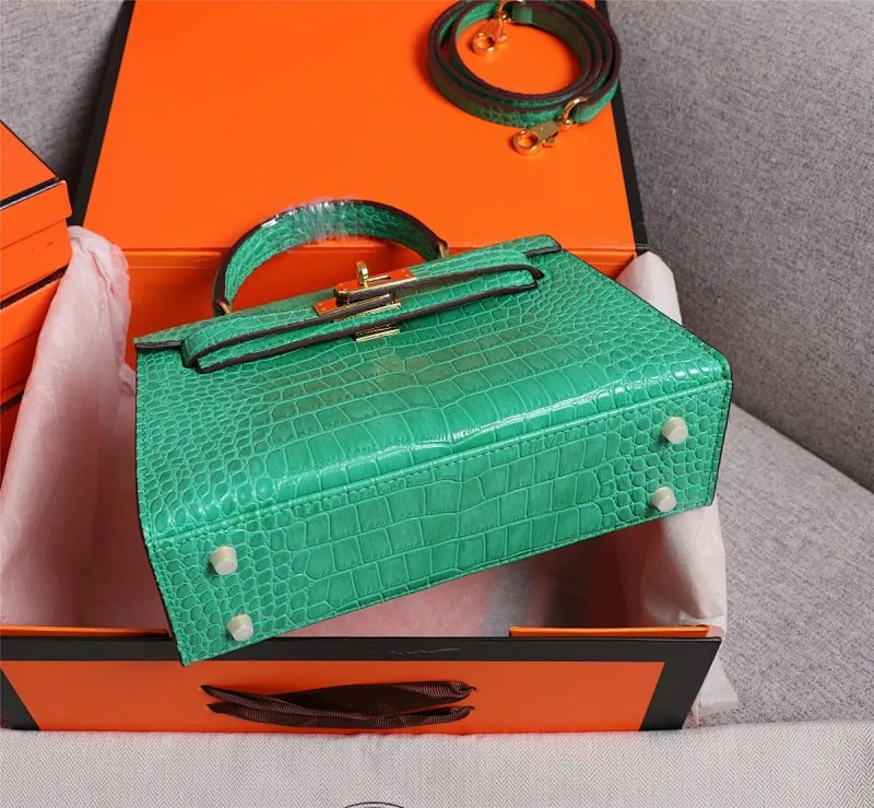 All categories Official website "Brand Women's Bags" Women's Bags 💙 Hermes 2022 Official New Hermès Handbag Kelly Crocodile Pattern First-layer Calfskin Wholesale 58002800 High Quality Size: 22-7-14CM