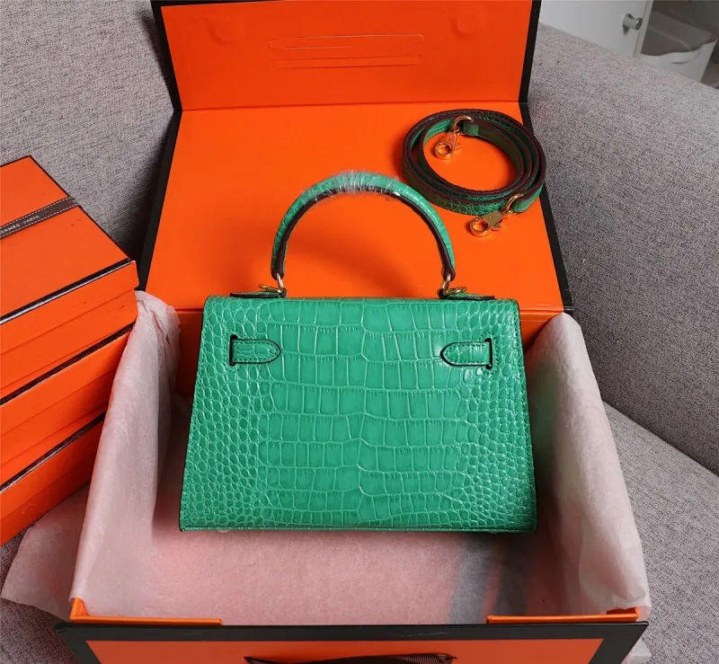 All categories Official website "Brand Women's Bags" Women's Bags 💙 Hermes 2022 Official New Hermès Handbag Kelly Crocodile Pattern First-layer Calfskin Wholesale 58002800 High Quality Size: 22-7-14CM