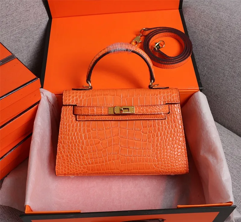 All Categories Official Website "Brand Women's Bags" Women's Bags 💙 Hermes 2022 official new Hermes women's hand-carrying cross-body dual-use bag wholesale Kelly crocodile pattern 58002500 High quality Size: 22-7-14CM