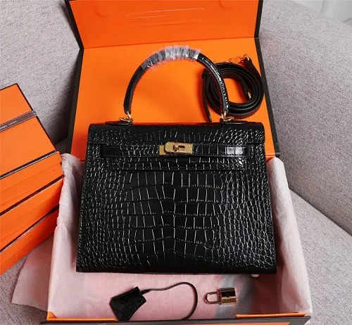 All Categories Official Website "Brand Women's Bags" Women's Bags 💙 Hermes 2022 official new Hermes women's hand-carrying cross-body dual-use bag wholesale Kelly crocodile pattern 58002500 High quality Size: 25-9-18CM