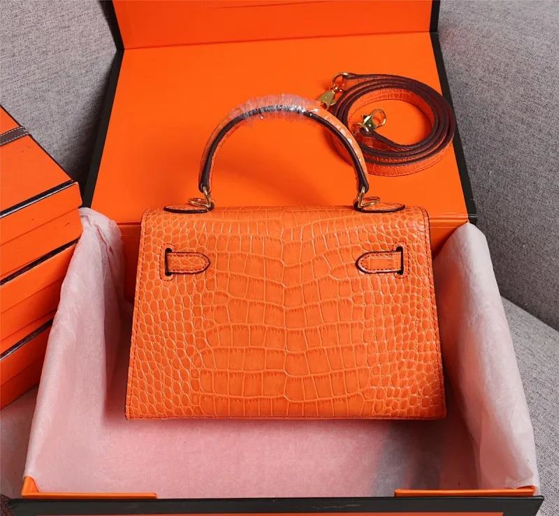 All categories Official website "Brand Women's Bags" Women's Bags 💙 Hermes 2022 Official New Hermès Handbag Kelly Crocodile Pattern First-layer Calfskin Wholesale 58002800 High Quality Size: 22-7-14CM